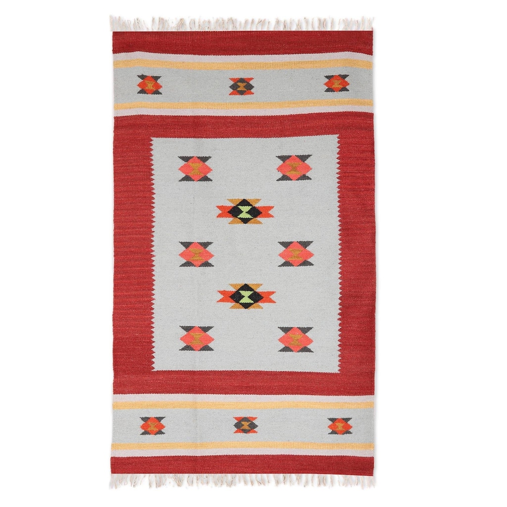 Handmade Starry Frame Wool area rug (india) - Big