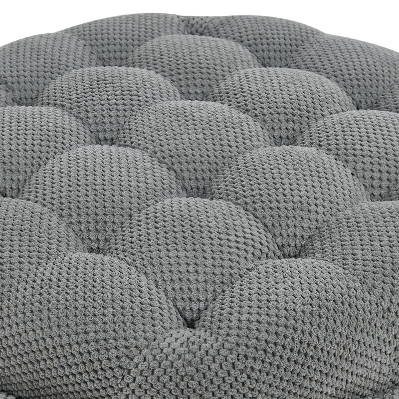 25"Round Storage Ottoman with Tray,ModernTufted Fabric Circle Coffee Table with Storage,Upholstered Ottoman with Removable Top