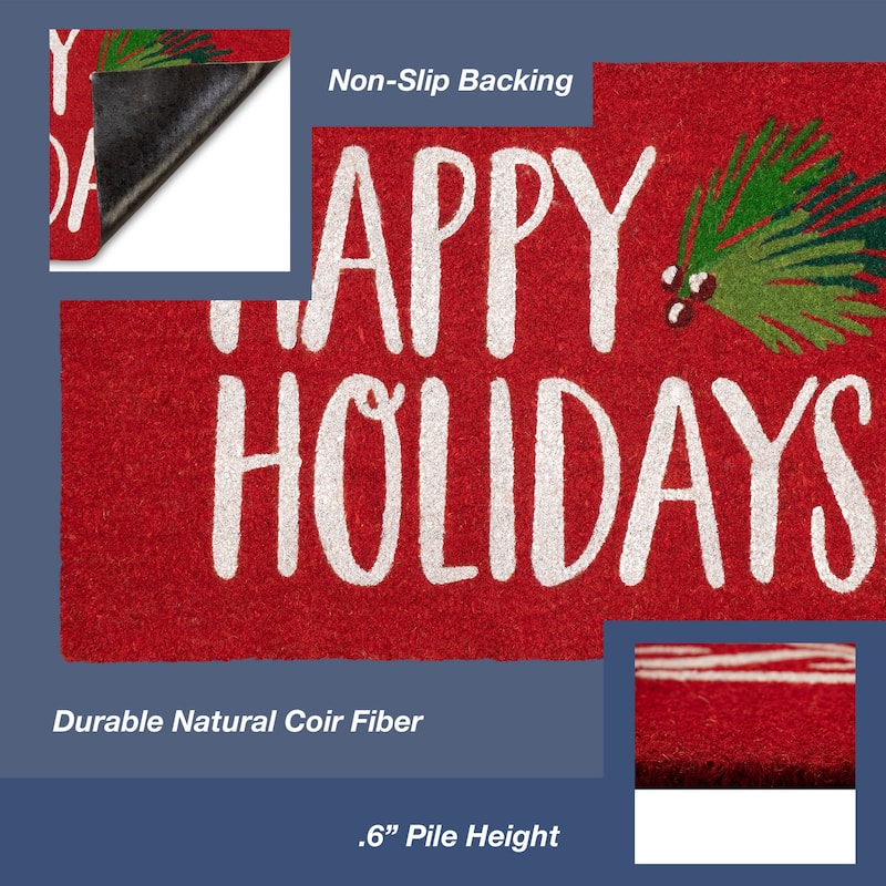 Liora Manne Natura Happy Holidays Holly Outdoor Mat