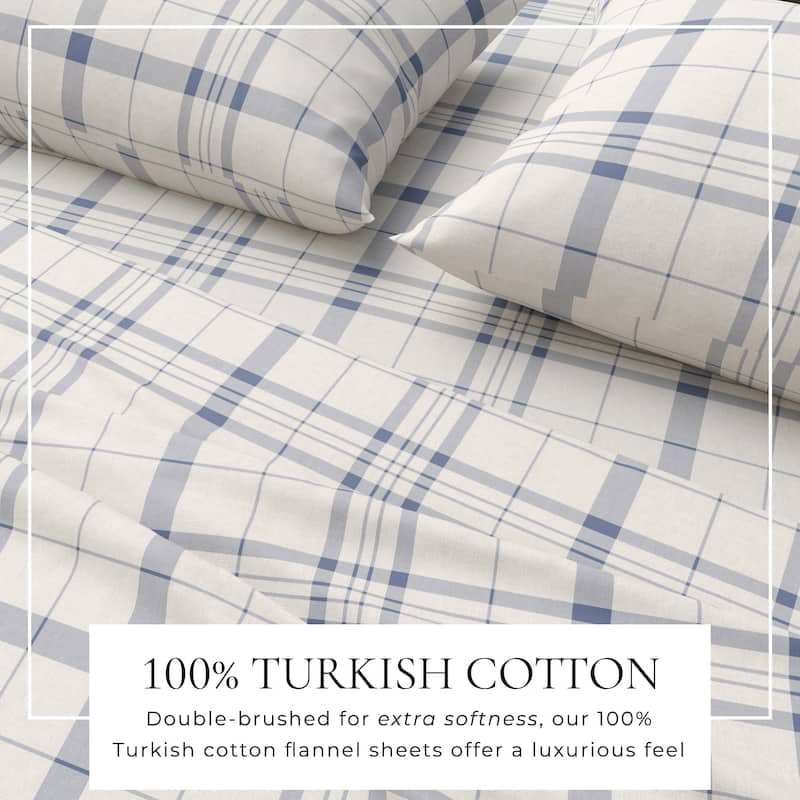 Linery & Co. Ultra-Soft Turkish Cotton Plaid Flannel Sheet Set
