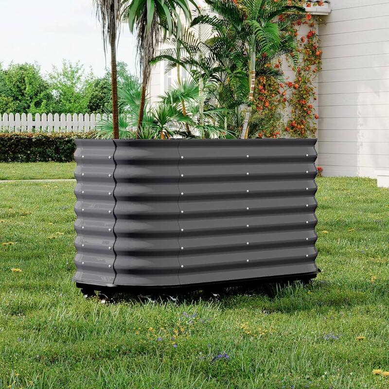 59" Self-Watering Rolling Metal Garden Bed - 1 PC - Grey