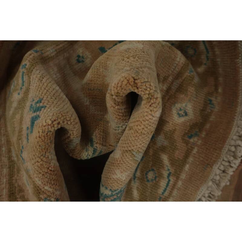 Hand Knotted Oriental 100% Wool Carpet Traditional All-Over Brown Ziegler Area Rug - 3' 9'' X 1' 11''