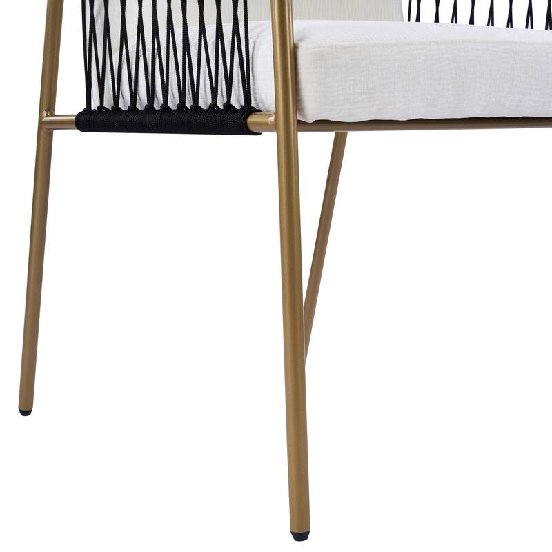 Christopher Knight Home - Modern Upholstered Metal Base Dining Chairs with Woven Armrests