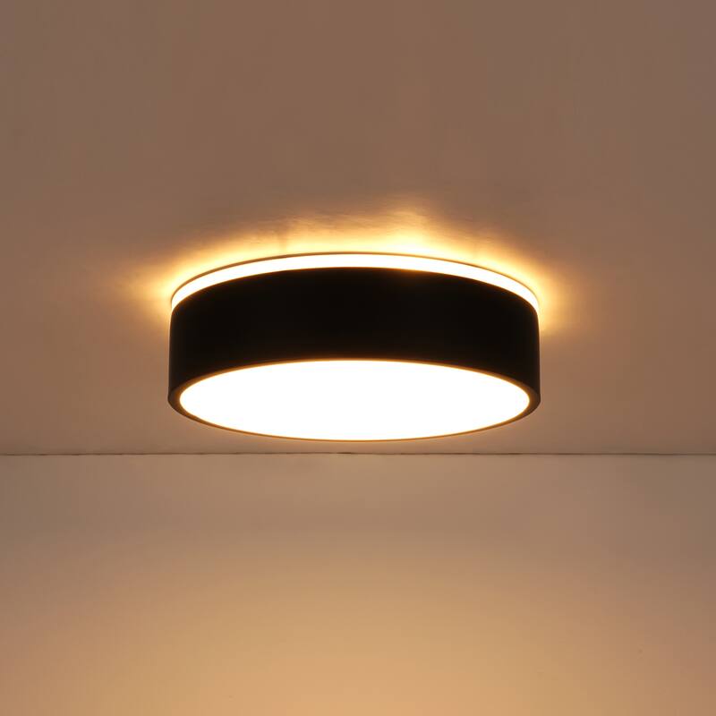 11.81 in. Modern Drum Metal Integrated LED Flush Mount Ceiling Light