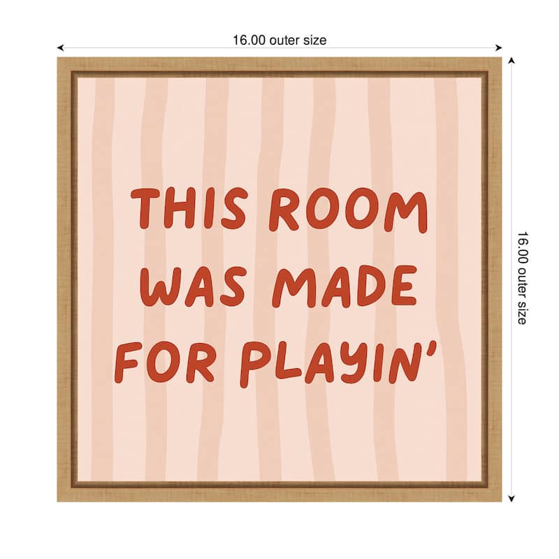 Kate and Laurel This Room Was Made For Playing Square by Laura Moss Framed Canvas Wall Art Print