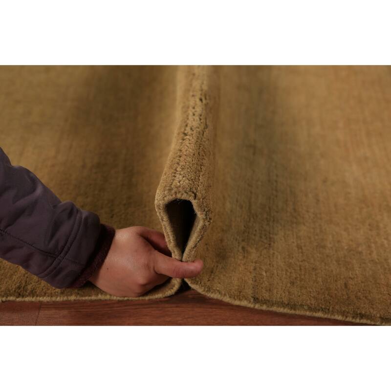 Modern Yellow Gabbeh Oriental Area Rug Handmade Wool Carpet - 5'0" x 6'7"