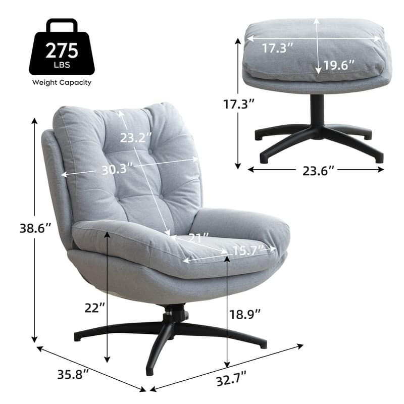 Swivel Accent Chair with Ottoman Rocker Chairs Ottoman Set Rocking Glider Lounge Reading Chair Footrest for Living Room Green