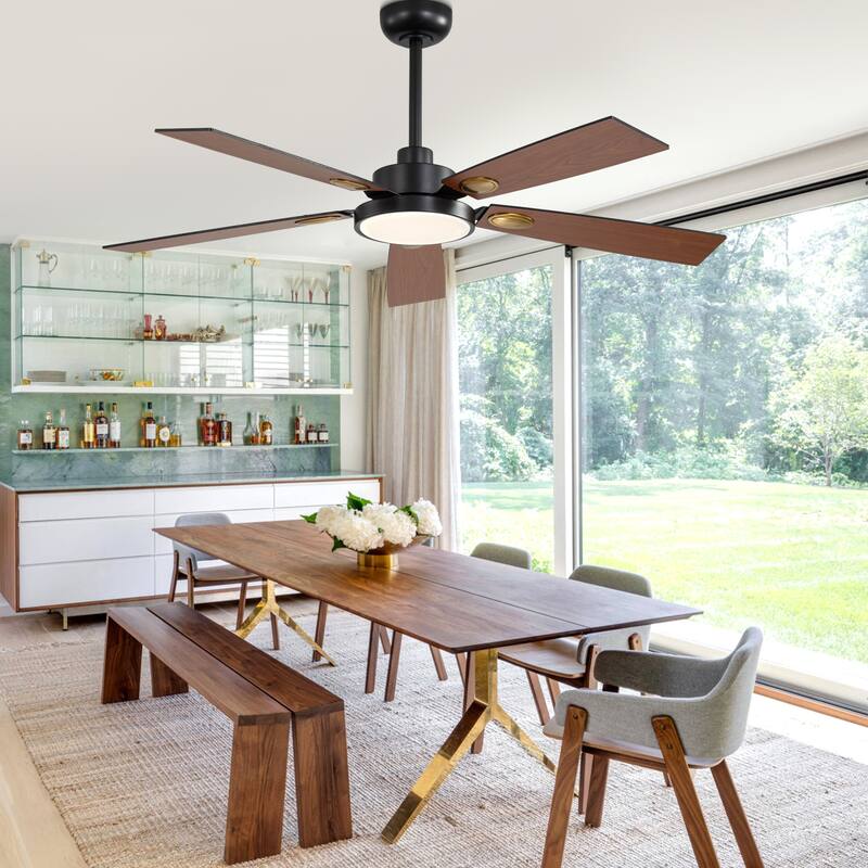 Cusp Barn 52" Black Modern Ceiling Fan with Lights and Remote, Farmhouse Indoor 5-Blade Quiet DC Motor Ceiling Fan for Bedroom