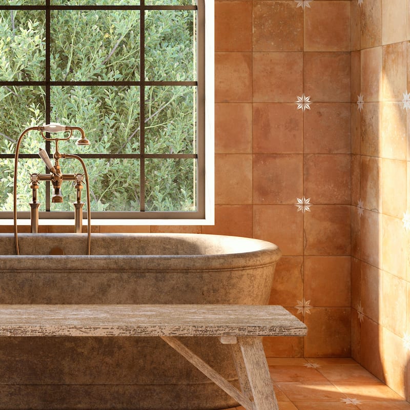 Merola Tile Kings Nonna with White Star 17-7/8" x 17-7/8" Porcelain Floor and Wall Tile
