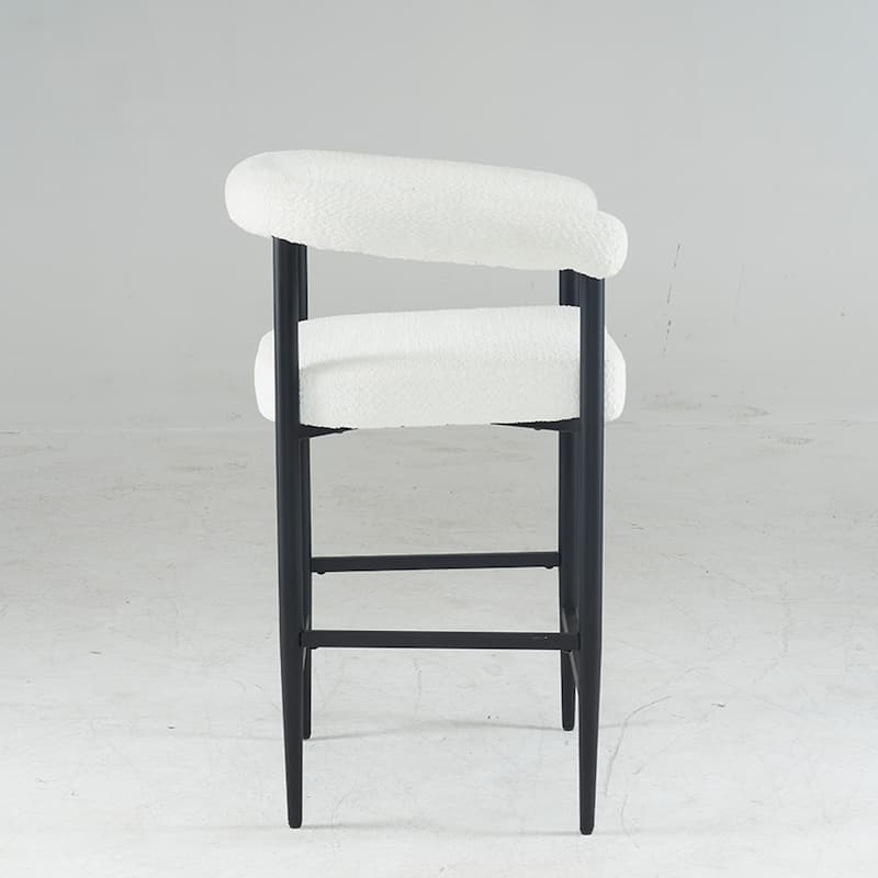 Upholstered Bar Stools Set of 2, Fabric Counter Height Chairs with Metal Frame, Kitchen Island Chairs with Armrests