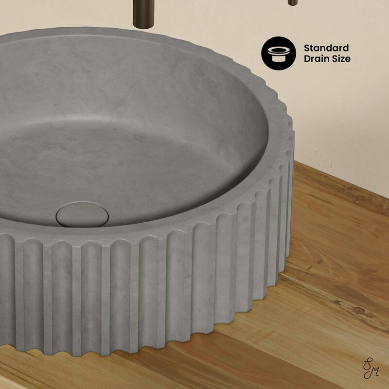 Lafayette 16" Round Concrete Vessel Sink In Gray - 16