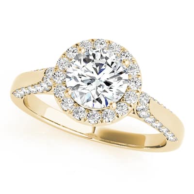 Auriya 14k Yellow Gold Lab Grown Round Diamond Halo Engagement Ring 0.50 to 5.00 ct. tw. (F-G VS)