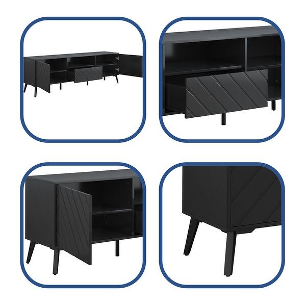 TV Console Table with Adjustable Shelves, 1 Drawer and Open Shelf Bed