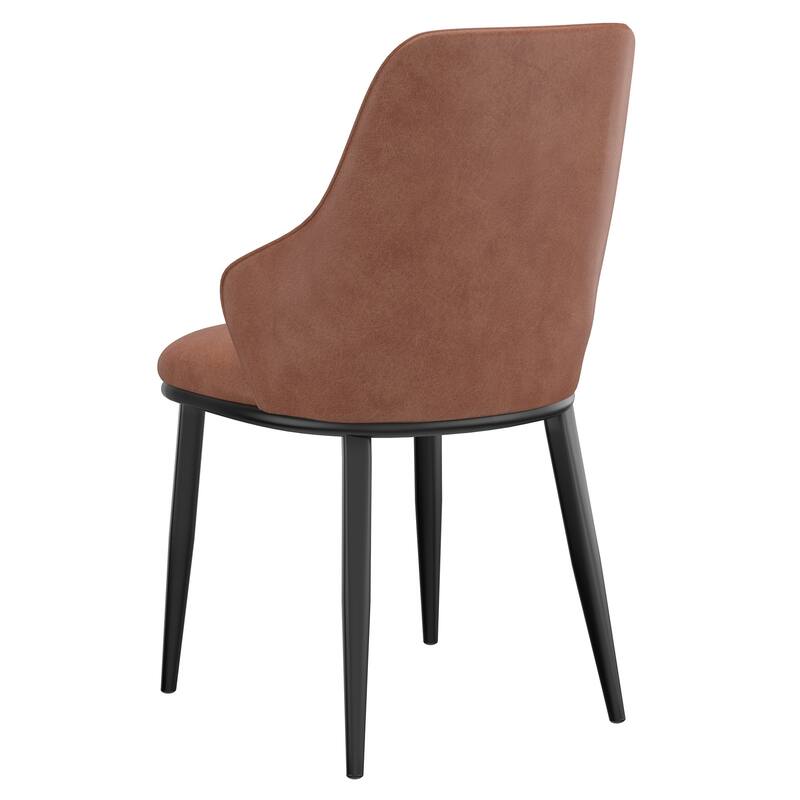 Contemporary Faux Leather and Metal Dining Chair, Set of 4