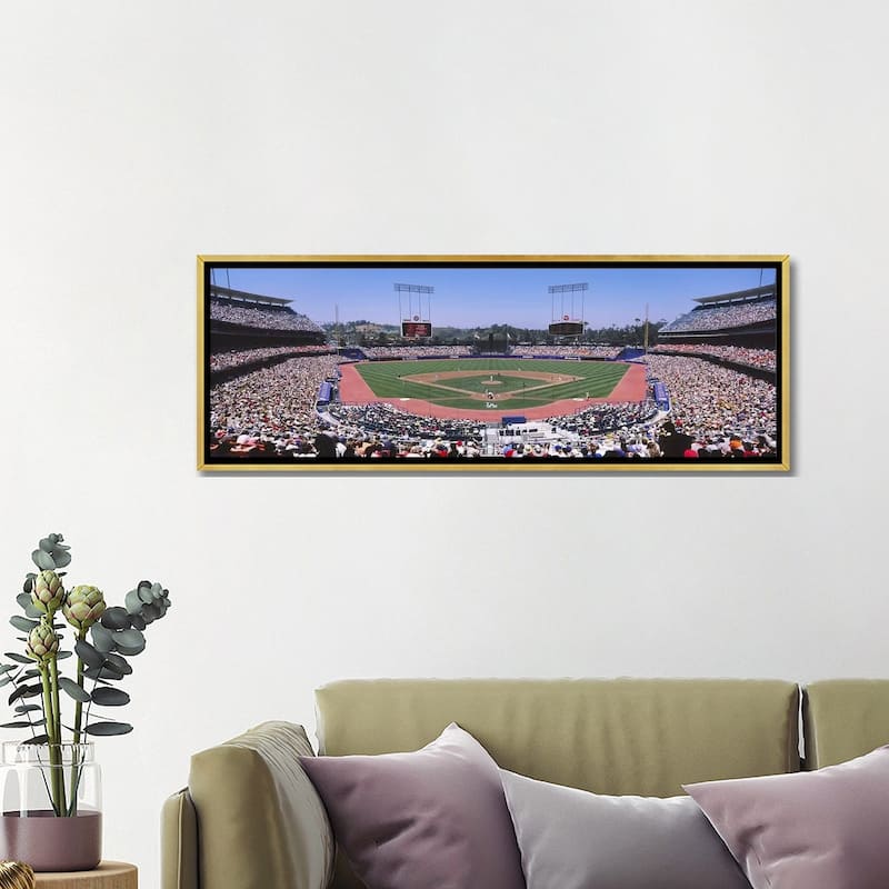 iCanvas "Dodgers vs. Angels, Dodger Stadium, Los Angeles, California, USA" by Panoramic Images Framed Canvas Print