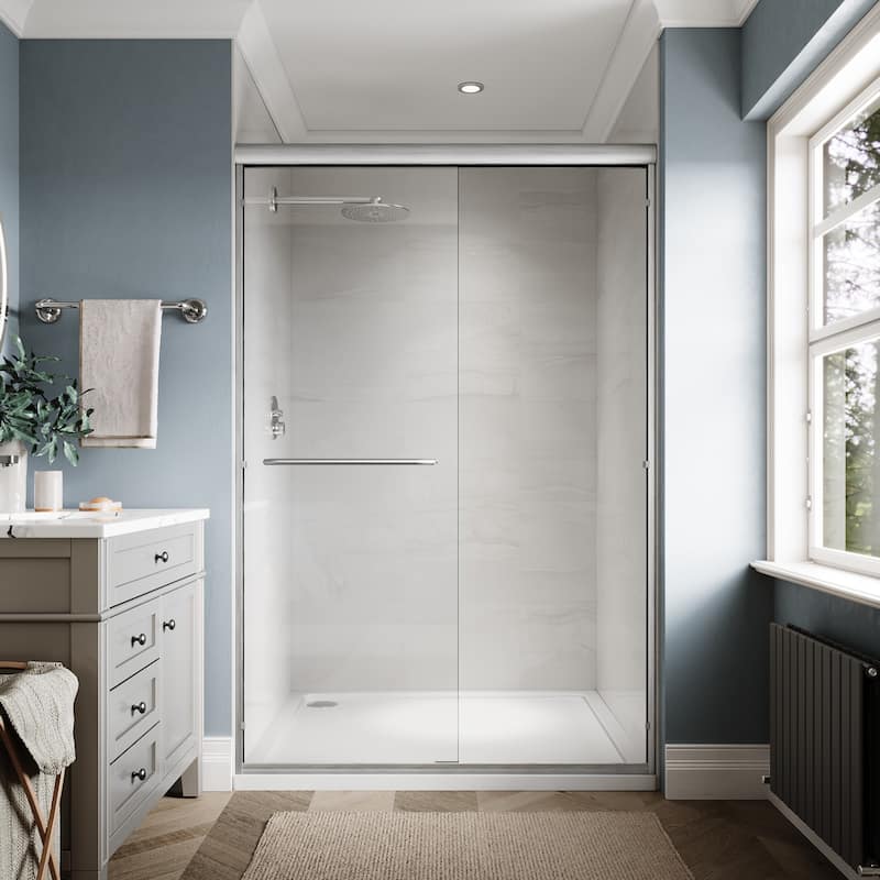 Elegant Double Sliding Shower Door 58.5-60''W x 72'' H Brushed Nickel or Chrome or Matte Black or Gold Finish Framed - Brushed Nickel
