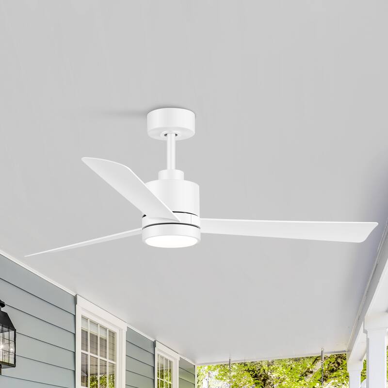 52 in. Integrated LED Indoor Black/White Ceiling Fan with Light and Remote Control Included