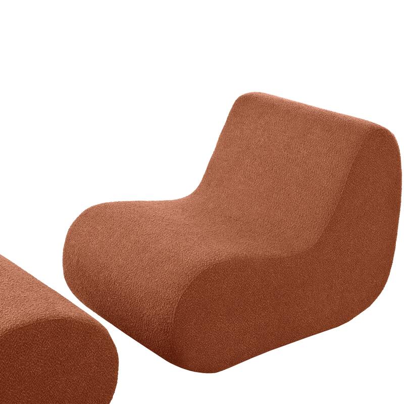Elegant Accent Chair with Ottoman,Stylish Curved Design and Minimalist Lines for Ultimate Comfort, High-Resilience Foam