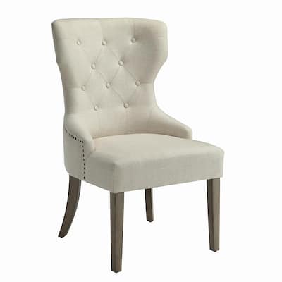 Rustic Tufted Dining Chair,Side Chair with Wooden Legs