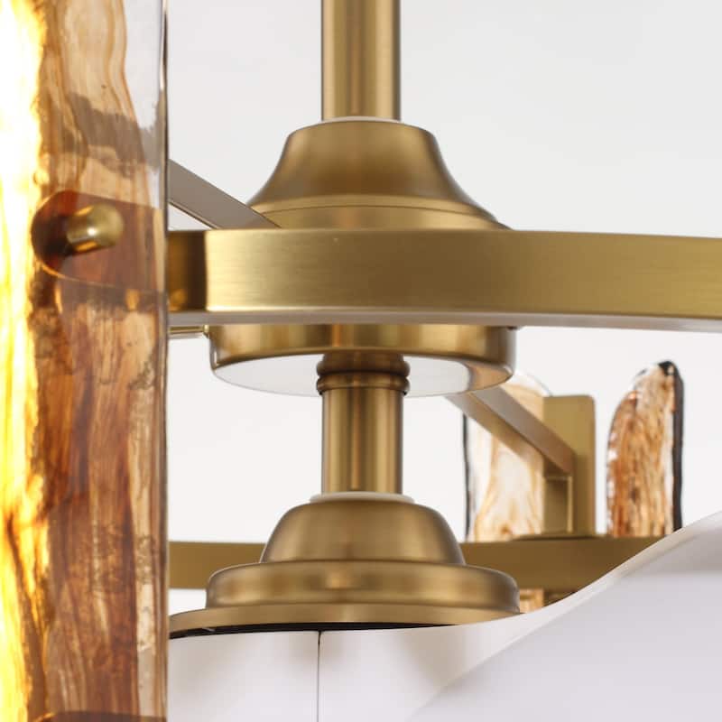 Ceiling Fan 32" Perimost 3-Blade Modern Gold Glass LED
