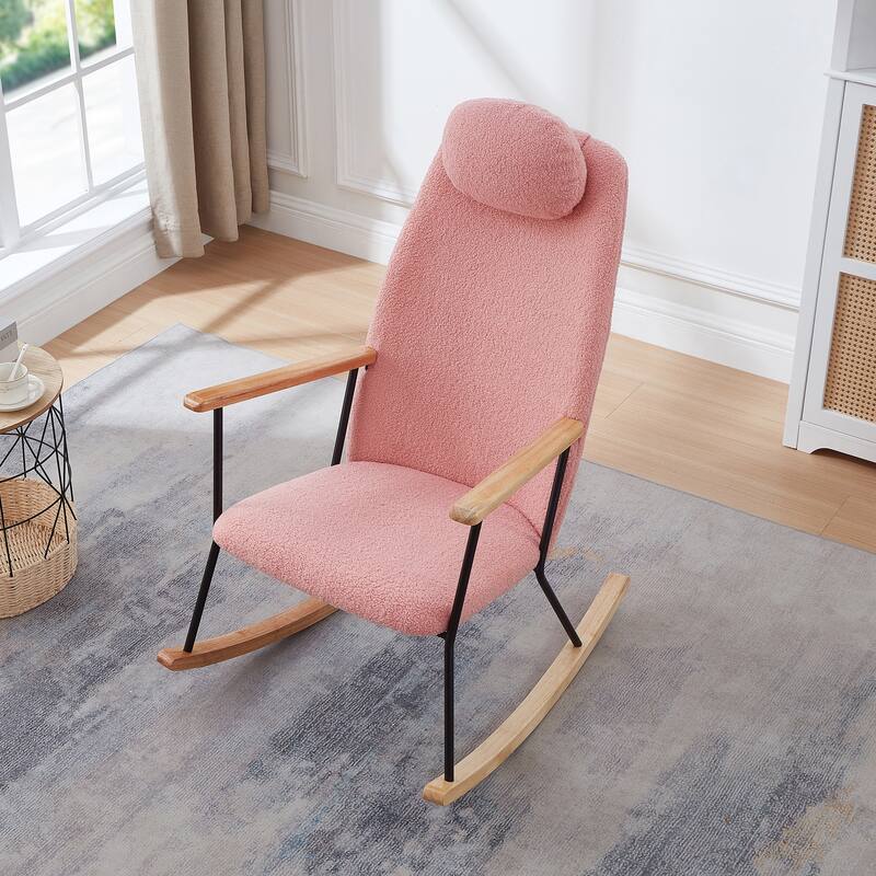 Accent Rocking Chair with Adjustable Headrest Pillow