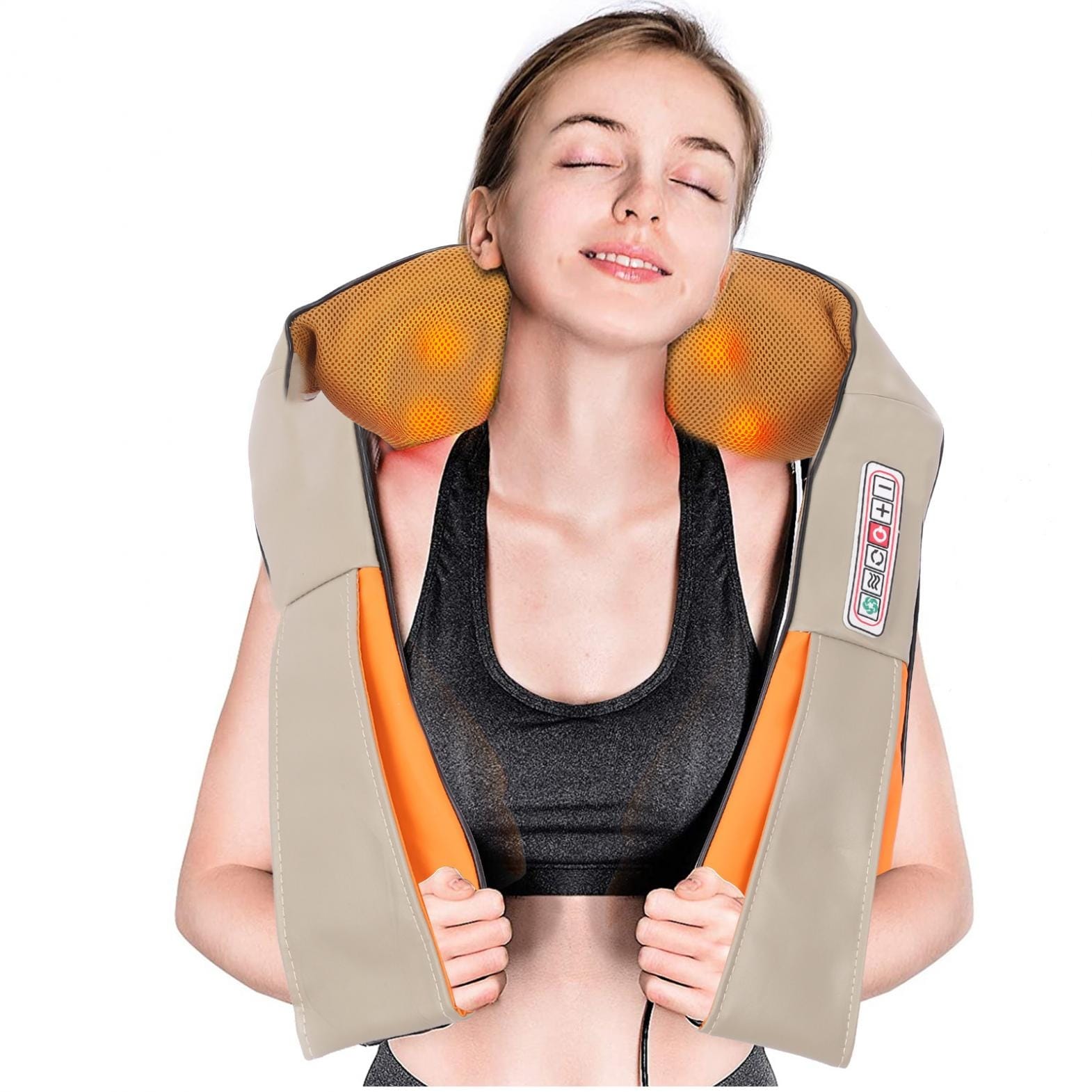 Costway Shiatsu Back and Neck Massager Kneading Shoulder Massage Pillow  W/Heat Straps