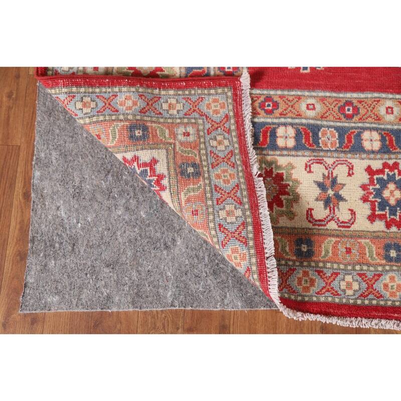 Hand Knotted Oriental 100% Wool Carpet Traditional Geometric Red Kazak Area Rug - 9' 10'' X 6' 7''