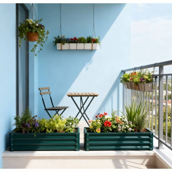 Outdoor Raised Planter Box, Garden Bed with Open Bottom for Vegetables