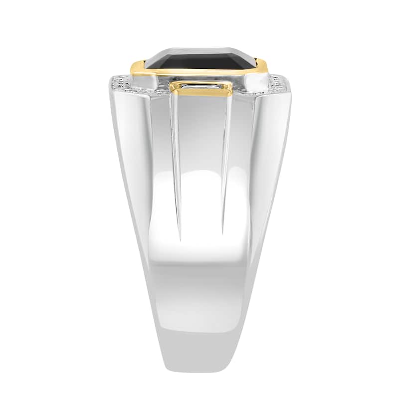EFFY Men's 925 Sterling Silver Diamond, White Topaz and Onyx Ring