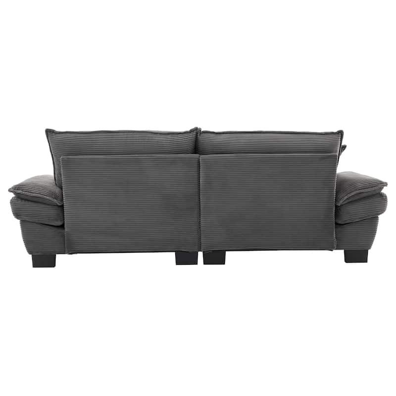 Corduroy Upholstered Loveseat Sofa, 2 Seater Sofa with Pillows, Deep Seat Sectional Sofa with Removable Cushions