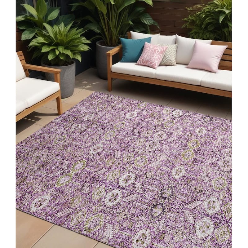 Alriri Garden-Inspired Weather Resistant Classic Meets Modern Outdoor Rug - 10' X 14' - Multi