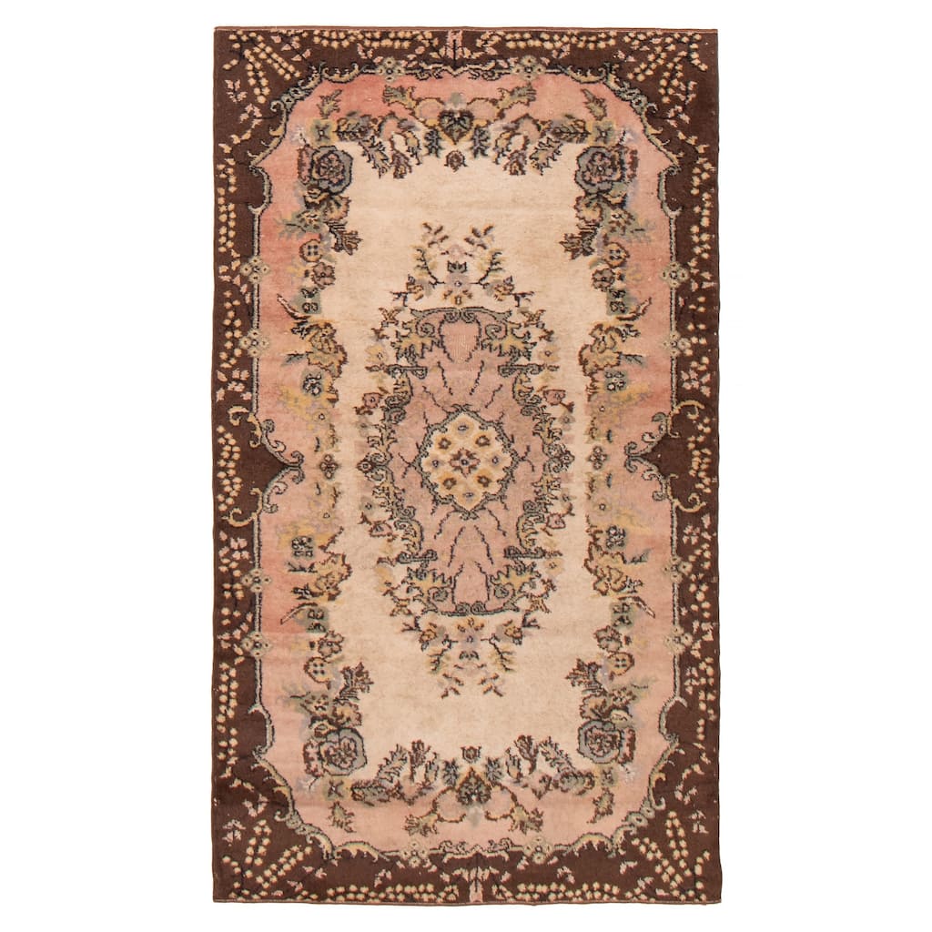 ECARPETGALLERY Hand-knotted Melis Vintage Cream Wool Rug - 3'9 x 6'11