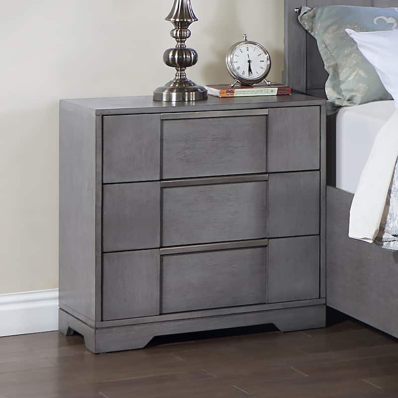 Furniture of America Tona Contemporary 3-Piece Grey Wood Storage Platform Bedroom Set with LED Lights