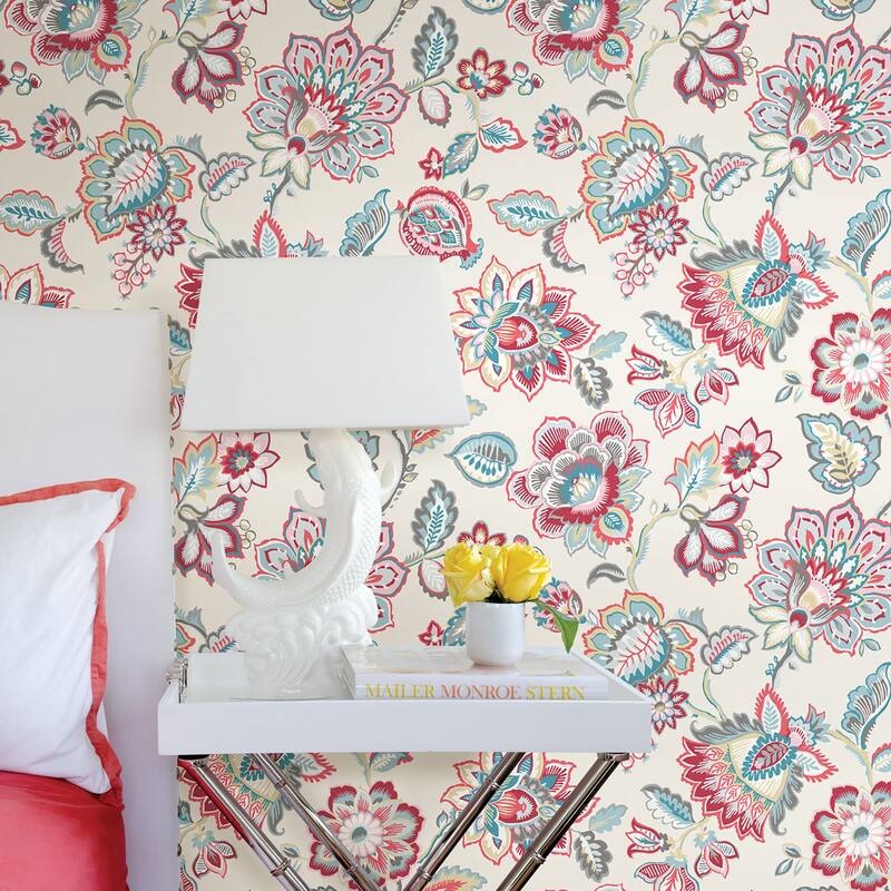 A-Street Prints Corona Red Jacobean Wallpaper