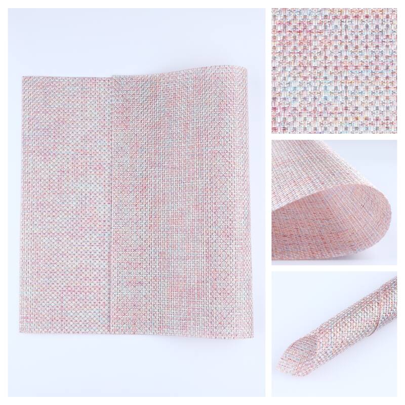 Placemats Set of 6 PVC Placemats for Dining Table Decor Indoor Outdoor Kitchen Table Mat Wipe Clean - 18*12in - Dark Pink