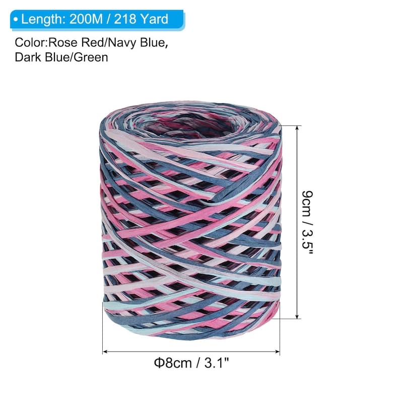 2Roll 219Yard Raffia Ribbon Raffia Paper Craft Ribbon - 219 Yards - Rose Red/Blue, Blue/Green