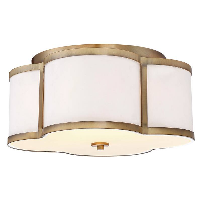 Meridian M60020 3 Light 16" Wide Flush Mount Drum Ceiling Fixture - Natural Brass