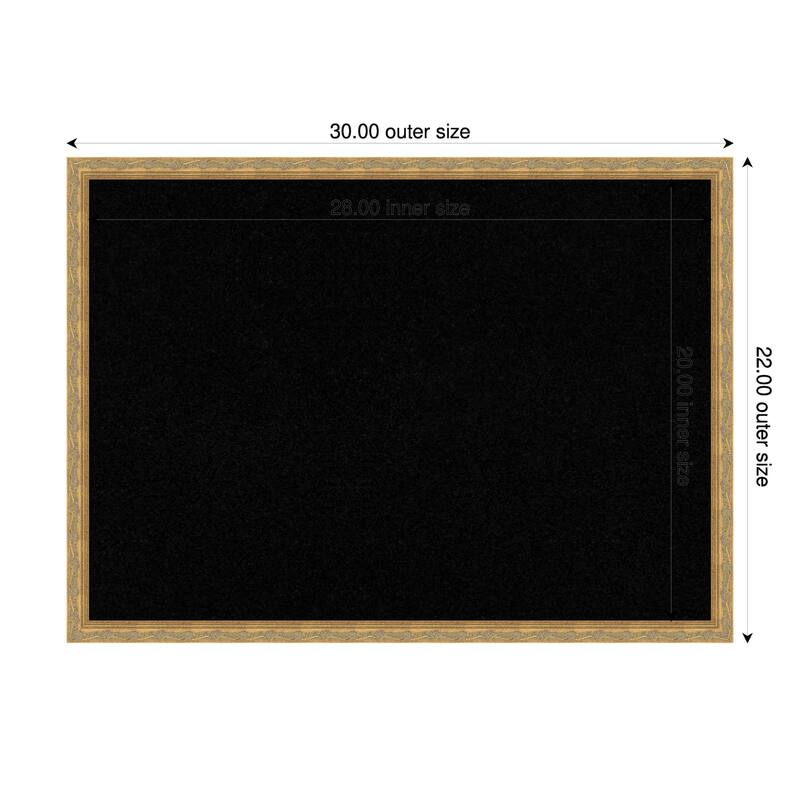 Mila Dark Gold Wood Framed Cork Board - Bulletin Board, Organization Board, Pin Board - Black - 30 x 22 in