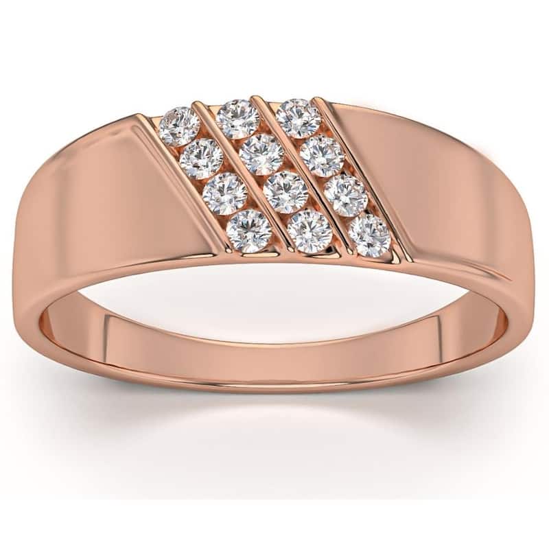 1/5Ct Multi Row Men's Diamond Polished Ring in White, Yellow, or Rose Gold