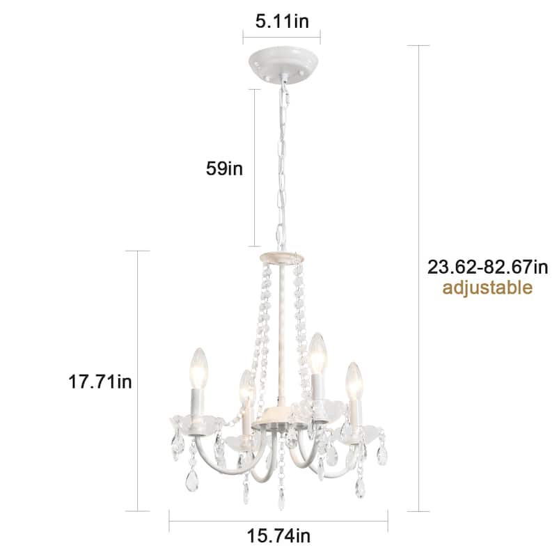 4-Light Candle Style Chandelier with Crystal Accents for Living Room Bedroom