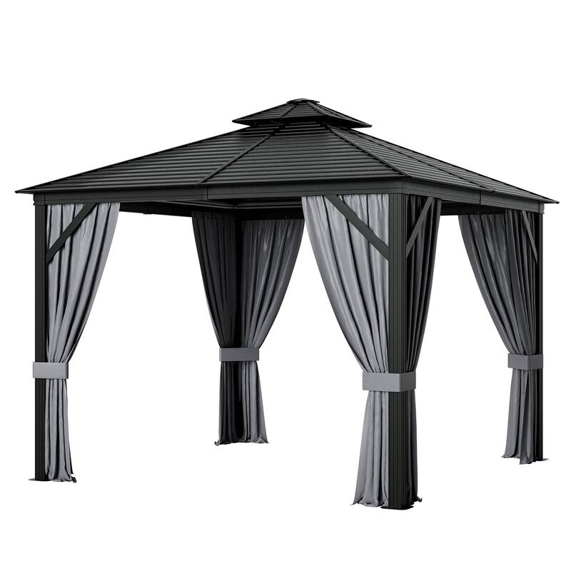 Costway 10' x 10' Patio Double-Top Hardtop Gazebo Galvanized Steel - See Details
