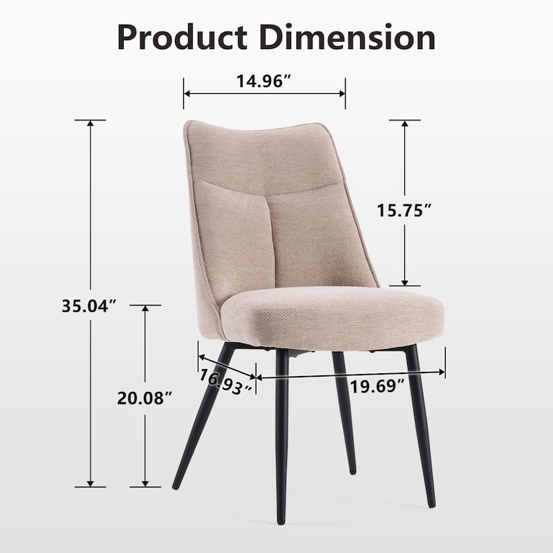 Modern Upholstered Fabric Kitchen & Dining Room Chairs Set of 2