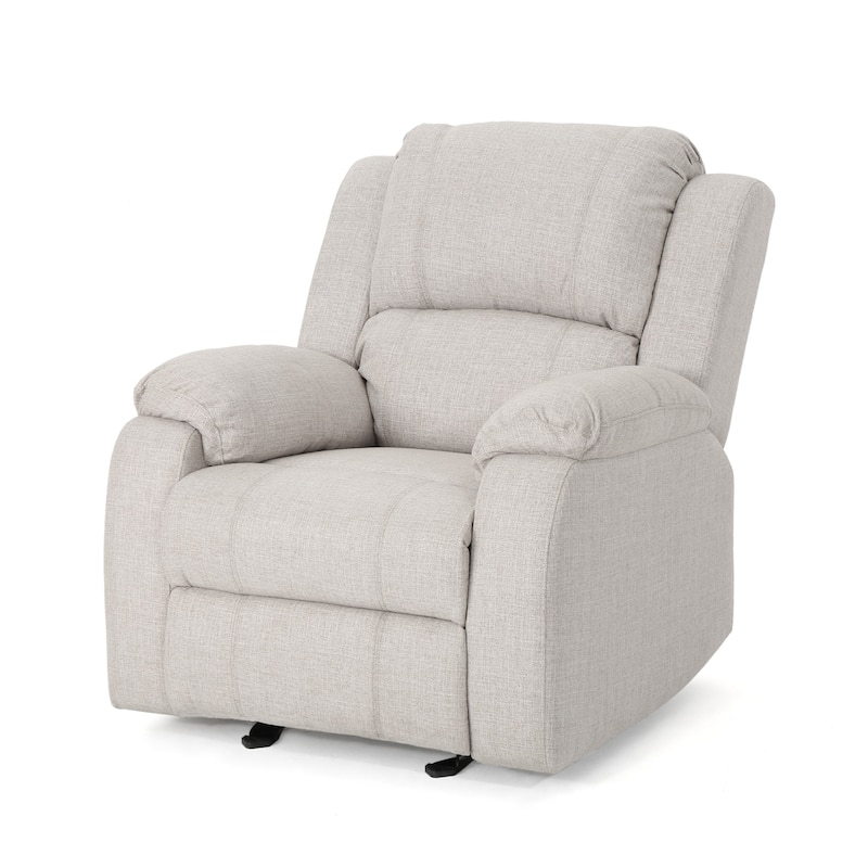 Roomfitters Manual Recliner Chair with Plush Beige Linen Fabric, Compact Armchair for Small Spaces
