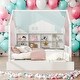 preview thumbnail 2 of 25, Full Size Wooden House Bed Kids Bed with Trundle and Shelf