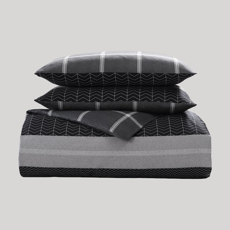 Bebejan Kyle Black 100% Cotton 5-Piece Reversible Comforter Set