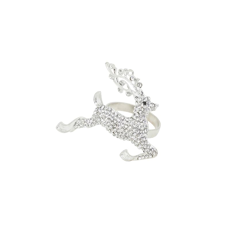 Beaded Reindeer Napkin Ring (Set of 4) - Silver