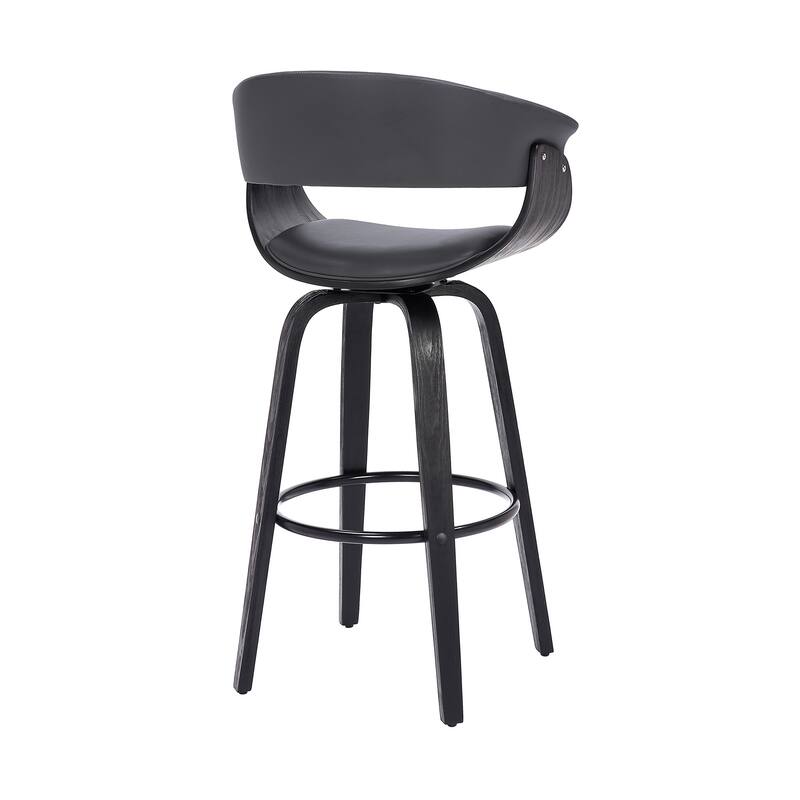 Faux Leather Swivel Counter Bar Chair with Wood Frame and Footrest