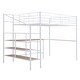 preview thumbnail 4 of 20, Full Size Metal Loft Bed with Desk and Lateral Storage Ladder for Home