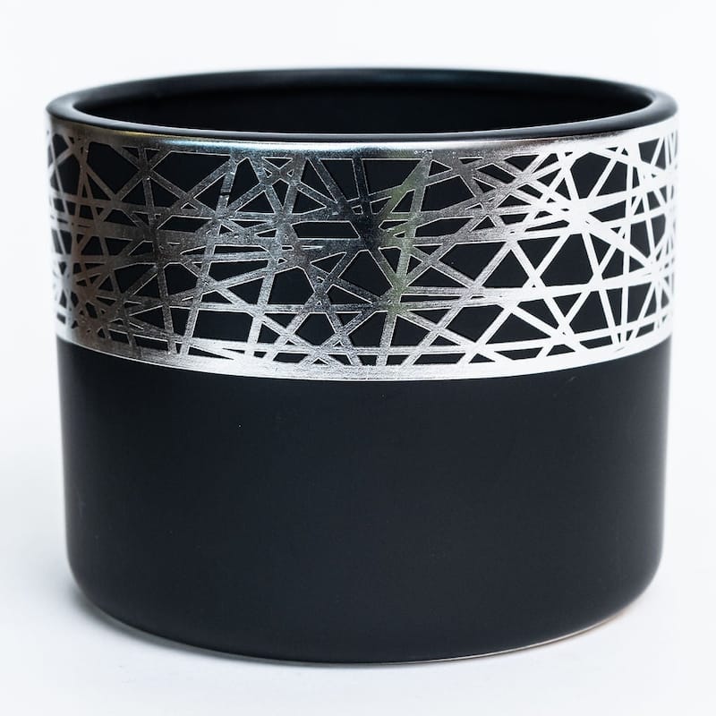 Black With Silver Lines Planter