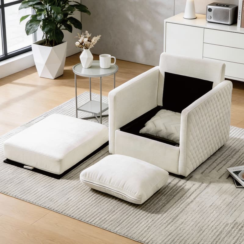 29.5"W Swivel Armchair with Hidden Storage,Club Chair Single Sofa with Pillow